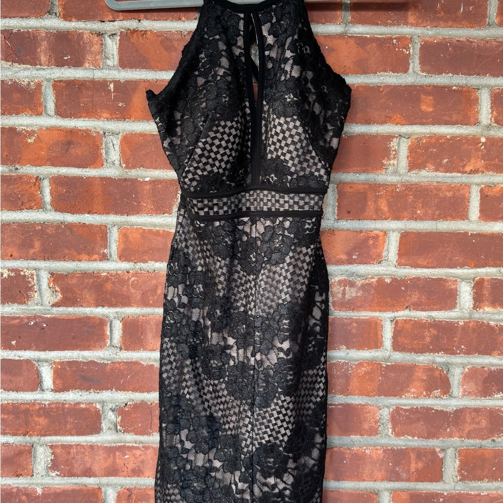 Morgan & Co. Black Lace Backless Dress